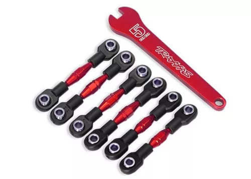 Bal/jobb kerékösszetartás és dőlésszög-állító rúd szett alumínium piros (6) TRAXXAS 4-Tec 2.0&3.1