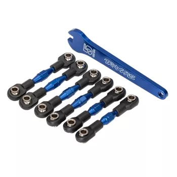   Bal/jobb kerékösszetartás és dőlésszög-állító rúd szett alumínium kék (6) TRAXXAS 4-Tec 2.0&3.2