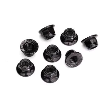   Acél rögzítőanya 5mm peremmel, recézett, fekete (8) TRAXXAS UDR, Maxx