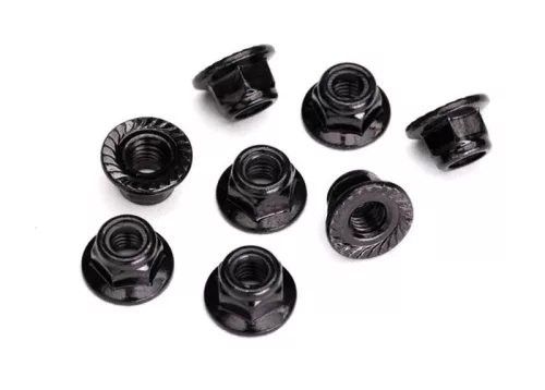 Acél rögzítőanya 5mm peremmel, recézett, fekete (8) TRAXXAS UDR, Maxx