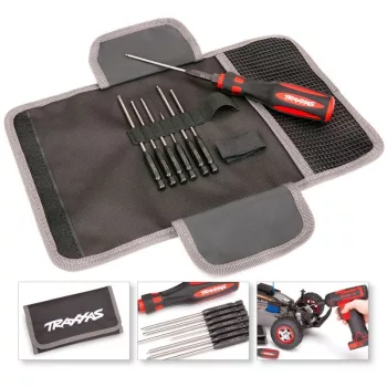   Speed-Bit Master-Set Hex 1/4 hüvelykes és nyél (7) TRAXXAS (Egyenes 1,5 2,0 2,5 3,0 és gömbfejű 2,0 2,5 3,0 mm)