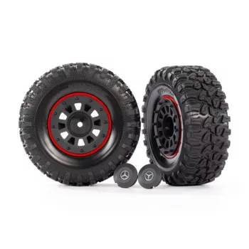   Canyon RT 4.6x2.2 gumiabroncsok MB G63 felniken fekete/piros színben (2 db) TRAXXAS TRX-6 (TRX8255A keréktengelyhez)