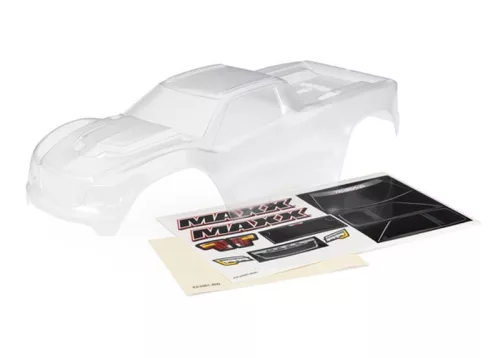 Traxxas Maxx V2 átlátszó karosszéria, ablakmaszkokkal és matricákkal