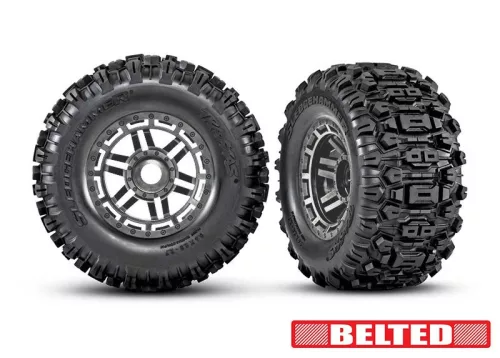 Sledgehammer BELTED gumiabroncsok felniken, fekete-króm 17 mm (2) TRAXXAS Maxx (TSM minősítésű)