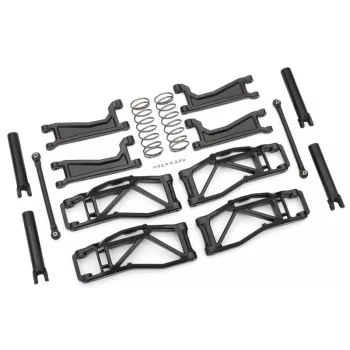   Fekete lengőkar szett összekötőrudakkal, féltengelyekkel, rugókkal TRAXXAS Maxx V2-höz (tengelytáv 352mm)