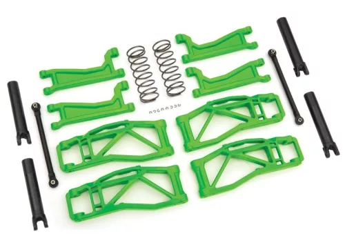 Zöld lengőkar szett összekötőrudakkal, féltengelyekkel, rugókkal TRAXXAS Maxx V2-höz (tengelytáv 352mm)