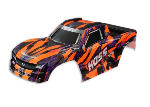 Hoss 4x4 narancssárga karosszéria matricákkal és TRAXXAS zárszerkezettel
