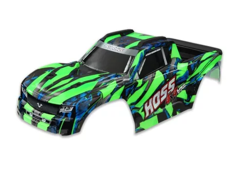 Hoss 4x4 zöld karosszéria matricákkal és TRAXXAS zárszerkezettel