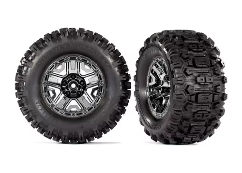 Sledgehammer gumiabroncsok 2.8-as felniken, fekete-króm (2) TRAXXAS Hoss 4x4 (TSM besorolású)
