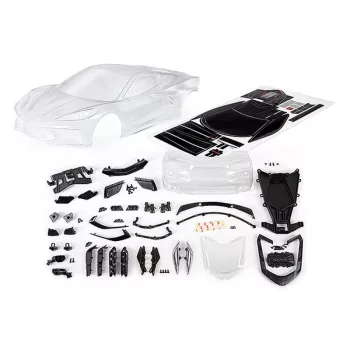   Chevrolet Corvette Stingray karosszéria, átlátszó, kiegészítőkkel, TRAXXAS 4-Tec 3.0