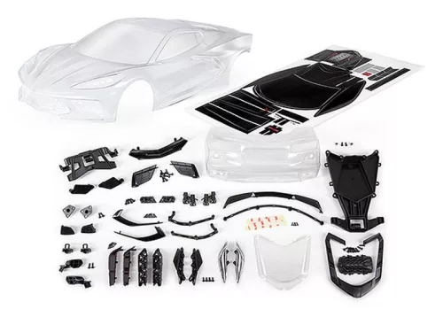 Chevrolet Corvette Stingray karosszéria, átlátszó, kiegészítőkkel, TRAXXAS 4-Tec 3.0