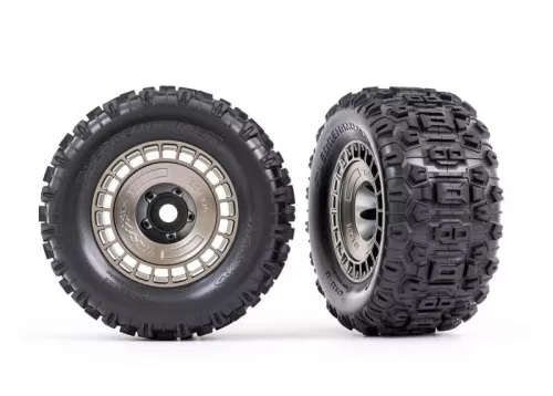 Sledgehammer gumiabroncsok 3,8"-os felniken, szatén fekete króm (2 db) TRAXXAS Sledge (disztárcsával)