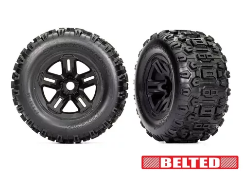 Sledgehammer BELTED gumiabroncs 3.8 felnin, fekete, 17 mm (2) TRAXXAS Sledge