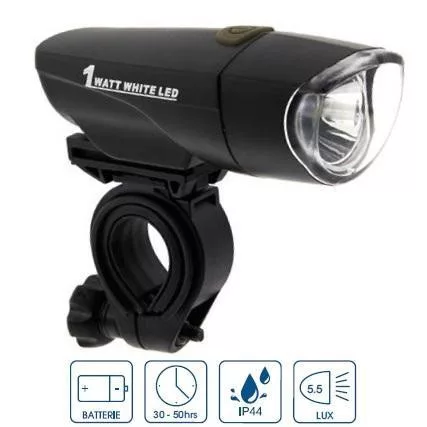 Lámpa első VeloGo 1 led 5,5 Lux (80Lm) elemes 