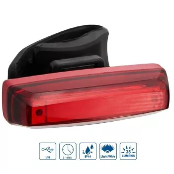 Lámpa hátsó VeloGo USB 35LM (COB) led tölthető